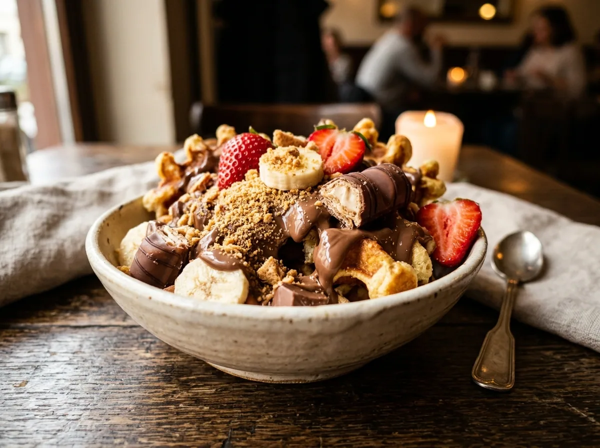 Bueno Bowl with Serbian Plazma biscuit crumbs and Kinder Bueno